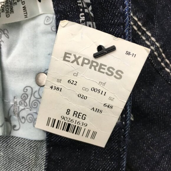 NEW Express Jeans Zelda Barely Boot Slim Low Rise Dark Wash size 8 length 33" - Picture 5 of 11